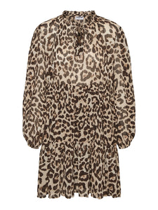 Leopard Tie Neck Dress